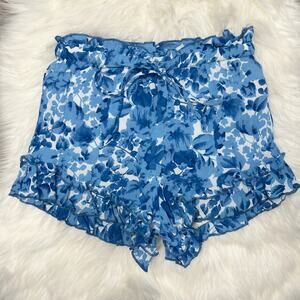 WINSTON WHITE Shorts Womens XSmall Blue Floral Ruffle Summer Feminine Beach